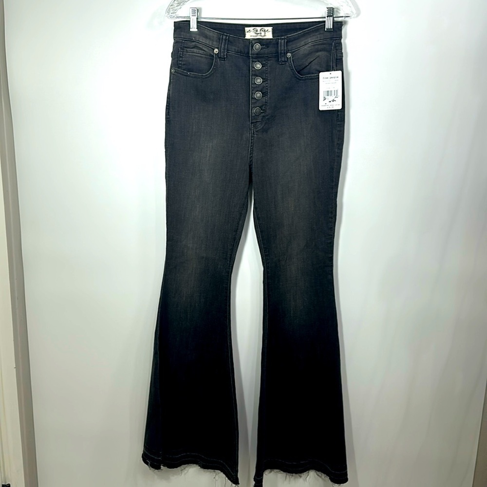 We The Free Black Flare Wide-Leg Jeans